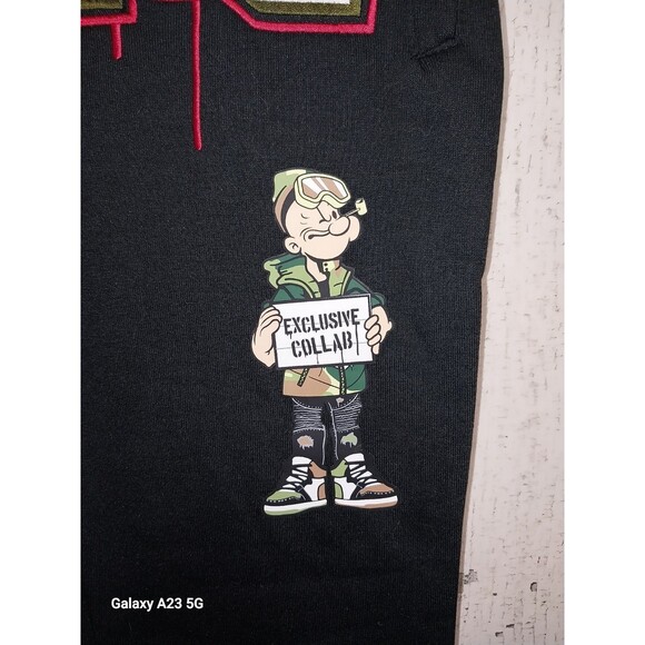 Reason Clothing Popeye Sweatpants Black Size Small Exclusive Collab Fleece - Picture 3 of 9